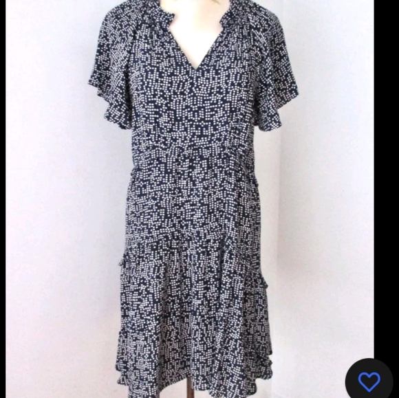 ANTHROPOLOGIE Navy Pin Dot Tiered Dress small - Picture 2 of 12